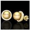 Image 2 : 0.50 ctw Diamond & Golden Pearl Earrings 18K Yellow Gold - REF-61W3H - SKU:21495