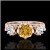 Image 2 : 1.75 ctw Intense Fancy Yellow Diamond Art Deco Ring 18K Rose Gold - REF-227N3A - SKU:37883