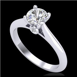 0.83 ctw VS/SI Diamond Solitaire Art Deco Ring 18K White Gold - REF-200W2H - SKU:37283