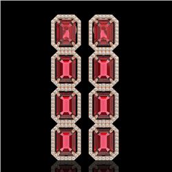 19.44 ctw Tourmaline & Diamond Halo Earrings 10K Rose Gold - REF-636N4A - SKU:41589