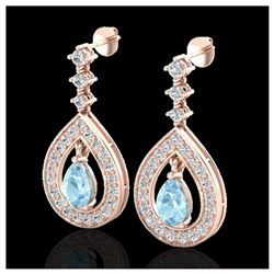 2.25 ctw Aquamarine & VS/SI Diamond Earrings 14K Rose Gold - REF-103F3N - SKU:23146