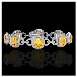30 ctw Citrine & VS/SI Diamond Bracelet 14K White Gold - REF-368A9V - SKU:23018