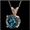 Image 2 : 2 ctw Intense Blue Diamond Solitaire Necklace 10K Rose Gold - REF-343W2H - SKU:33237