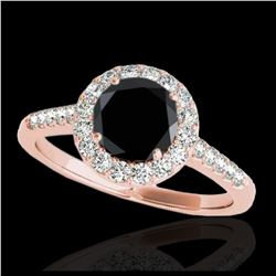 1.50 ctw VS Black Diamond Solitaire Halo Ring 10K Rose Gold - REF-54W5H - SKU:33485