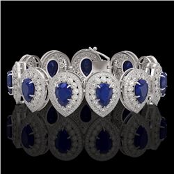 56.04 ctw Sapphire & Diamond Bracelet 14K White Gold - REF-1481Y5X - SKU:43259