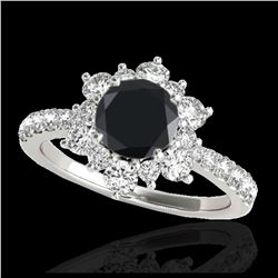 2 ctw VS Black Diamond Solitaire Halo Ring 10K White Gold - REF-94K3W - SKU:33709