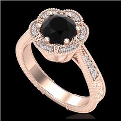 1.33 ctw Fancy Black Diamond Art Deco Ring 18K Rose Gold - REF-89V3Y - SKU:37955