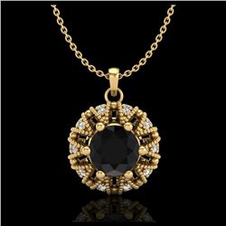 1.20 ctw Fancy Black Diamond Art Deco Necklace 18K Yellow Gold - REF-82K7W - SKU:37739