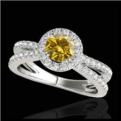 1.55 ctw SI/I Fancy Intense Yellow Diamond Ring 10K White Gold - REF-210A2V - SKU:33853