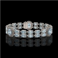 15.72 ctw Aquamarine & Diamond Bracelet 14K White Gold - REF-191R3K - SKU:44249