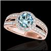 Image 1 : 1.60 ctw SI Fancy Blue Diamond Solitaire Halo Ring 10K Rose Gold - REF-135X2R - SKU:34253