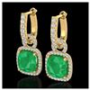 Image 1 : 6 ctw Emerald & VS/SI Diamond Earrings 18K Yellow Gold - REF-125R5K - SKU:22962