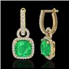 Image 2 : 6 ctw Emerald & VS/SI Diamond Earrings 18K Yellow Gold - REF-125R5K - SKU:22962