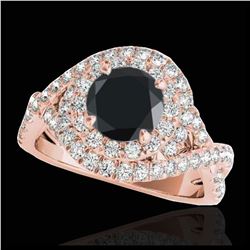 2 ctw VS Black Diamond Solitaire Halo Ring 10K Rose Gold - REF-74A3V - SKU:33877