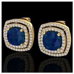 4.95 ctw Sapphire & VS/SI Diamond Earrings 18K Yellow Gold - REF-125X5R - SKU:20172