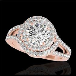 1.90 ctw H-SI/I Diamond Solitaire Halo Ring 10K Rose Gold - REF-218X2R - SKU:34388