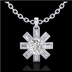 1.33 ctw VS/SI Diamond Solitaire Art Deco Stud Necklace 18K White Gold - REF-220F9N - SKU:37067