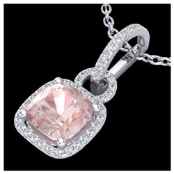 2.75 ctw Morganite & VS/SI Diamond Necklace 18K White Gold - REF-85W6H - SKU:22986