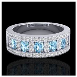 2 ctw Topaz & VS/SI Diamond Band Ring 10K White Gold - REF-60R4K - SKU:20819
