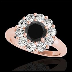 2.85 ctw VS Black Diamond Solitaire Halo Ring 10K Rose Gold - REF-105V7Y - SKU:34436