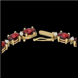 46.5 ctw Garnet & VS/SI Diamond Eternity Necklace 10K Yellow Gold - REF-218K2W - SKU:29426