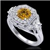 Image 1 : 2.11 ctw Intense Fancy Yellow Diamond Art Deco Ring 18K White Gold - REF-283A6V - SKU:38302