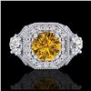 Image 2 : 2.11 ctw Intense Fancy Yellow Diamond Art Deco Ring 18K White Gold - REF-283A6V - SKU:38302
