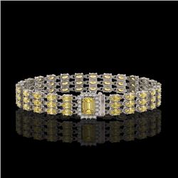 20.93 ctw Citrine & Diamond Bracelet 14K White Gold - REF-228H2M - SKU:45977