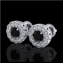 1.32 ctw Fancy Black Diamond Art Deco Stud Earrings 18K White Gold - REF-100F2N - SKU:37835