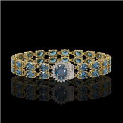 29.22 ctw London Topaz & Diamond Bracelet 14K Yellow Gold - REF-149X9R - SKU:45517