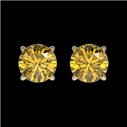 1.08 ctw Intense Yellow Diamond Stud Earrings 10K Yellow Gold - REF-116V3Y - SKU:36599