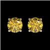 Image 1 : 1.08 ctw Intense Yellow Diamond Stud Earrings 10K Yellow Gold - REF-116V3Y - SKU:36599