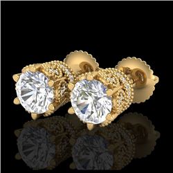 2.04 ctw VS/SI Diamond Solitaire Art Deco Stud Earrings 18K Yellow Gold - REF-361R8K - SKU:37243
