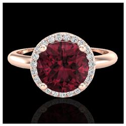 2.70 ctw Garnet & VS/SI Diamond Ring 14K Rose Gold - REF-45A6V - SKU:23212