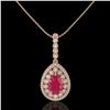 Image 2 : 4.97 ctw Ruby & Diamond Necklace 14K Rose Gold - REF-143R8K - SKU:43203
