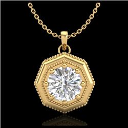 0.75 ctw VS/SI Diamond Solitaire Art Deco Necklace 18K Yellow Gold - REF-180N2A - SKU:37099