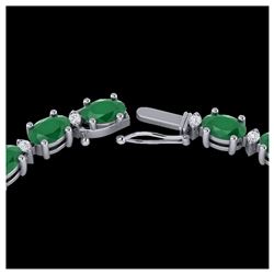 35 ctw Emerald & VS/SI Diamond Eternity Necklace 10K White Gold - REF-200A7V - SKU:21592