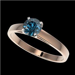 0.73 ctw Intense Blue Diamond Ring 10K Rose Gold - REF-70A5V - SKU:36486