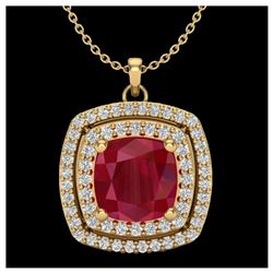 2.52 ctw Ruby & VS/SI Diamond Necklace 18K Yellow Gold - REF-70Y9X - SKU:20462