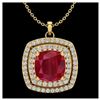 Image 1 : 2.52 ctw Ruby & VS/SI Diamond Necklace 18K Yellow Gold - REF-70Y9X - SKU:20462