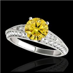 1.58 ctw SI Intense Yellow Diamond Ring 10K White Gold - REF-129M5F - SKU:34628