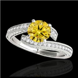 1.75 ctw SI Intense Yellow Diamond Bypass Ring 10K White Gold - REF-211M4F - SKU:35132