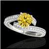 Image 1 : 1.75 ctw SI Intense Yellow Diamond Bypass Ring 10K White Gold - REF-211M4F - SKU:35132