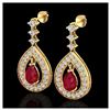 Image 1 : 2.25 ctw Ruby & VS/SI Diamond Earrings 14K Yellow Gold - REF-105W5H - SKU:23154