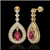 Image 2 : 2.25 ctw Ruby & VS/SI Diamond Earrings 14K Yellow Gold - REF-105W5H - SKU:23154