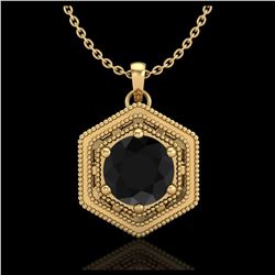 0.76 ctw Fancy Black Diamond Art Deco Stud Necklace 18K Yellow Gold - REF-47H3M - SKU:37515