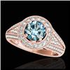 Image 1 : 1.70 ctw SI Fancy Blue Diamond Solitaire Halo Ring 10K Rose Gold - REF-170X5R - SKU:33973