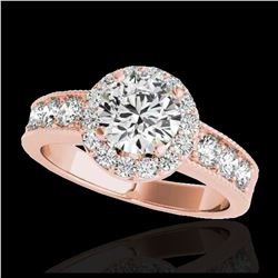 1.85 ctw H-SI/I Diamond Solitaire Halo Ring 10K Rose Gold - REF-211R4K - SKU:34532