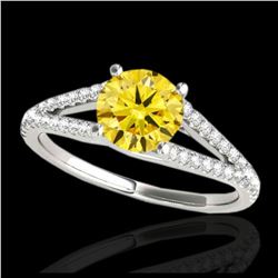 1.25 ctw SI/I Fancy Intense Yellow Diamond Ring 10K White Gold - REF-150R2K - SKU:35308