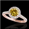 Image 1 : 1.70 ctw SI/I Fancy Intense Yellow Diamond Ring 10K Rose Gold - REF-257Y7X - SKU:33597